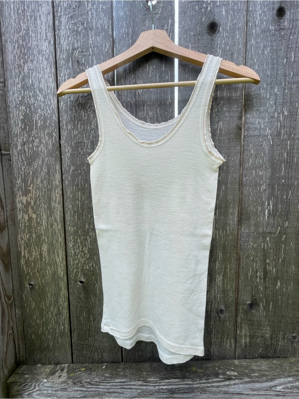 Mey Cream Ribbed Scoop Tank Top